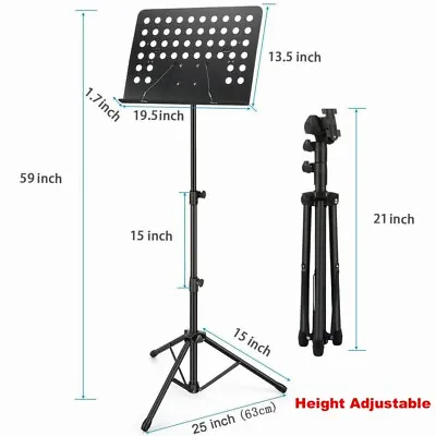 £15.99 • Buy HeavyDuty Foldable Music Stand Holder Base Tripod Orchestral Conductor Sheet+Bag