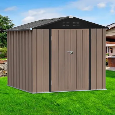 8x6ft Garden Shed Container Apex Roof Outdoor Bike Tools Storage Organizer +Base • £339.95