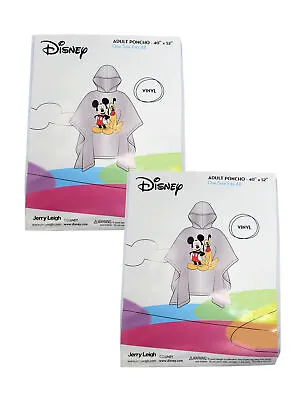 Adult Unisex Disney Mickey Mouse & Pluto Rain Poncho Water Resistant 2-Pack Set • $24.99
