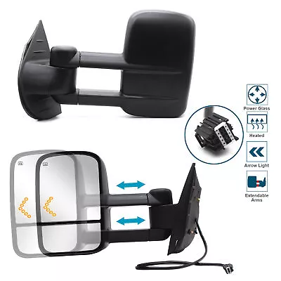 Pair Tow Mirrors For 2007-13 Chevy Silverado GMC Sierra 1500/2500 Power Heated • $96.12