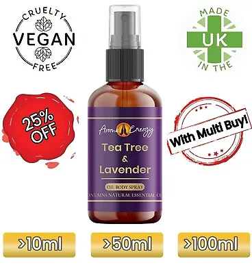 Tea Tree & Lavender Essential Oil Mosquito Insect Bite Relief Body Spray Oil • £3.99