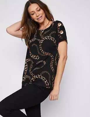 MILLERS - Womens Tops -  Extended Sleeve Printed Top With Buttons • $13.77