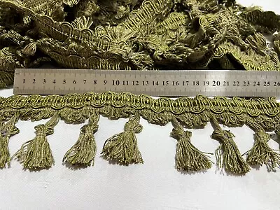 2 Mtrs Olive Green Tassle Braid Upholstery Trim Fringe Cushions Curtains Costume • $29