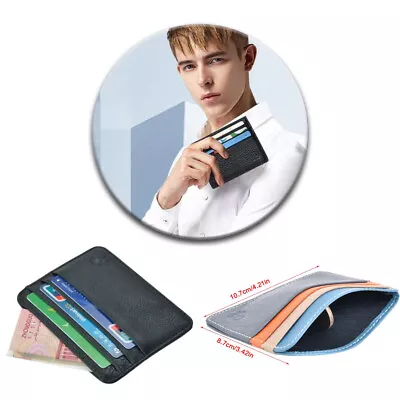 Unisex Slim Leather Wallet Credit Card ID Holder Pure Leather Purse • $9.50