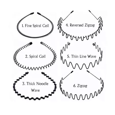 £2.99 • Buy Black Metal Unisex Sports Hairband Headband Wave Alice Style Hair Band Men Women