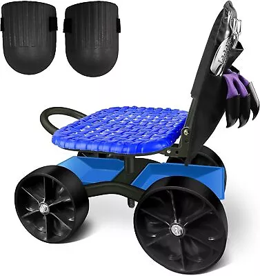 ICOVER Garden Cart Rolling Stool With Wheels And Tool Bag  W/ Kneepad. • $59.97