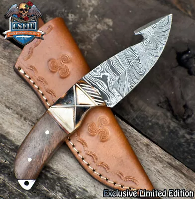 CSFIF Custom Skinner Knife W/Gut Hook Twist Damascus Walnut Wood Hunter • $5.50