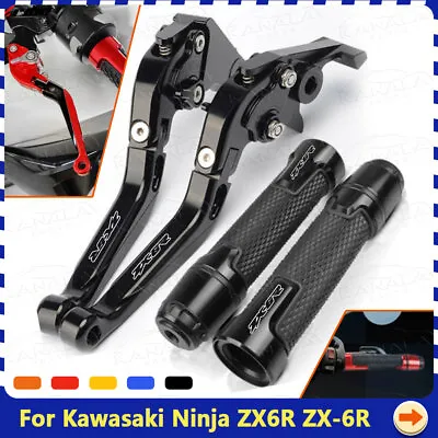 For Ninja ZX6R Ninja ZX-6R CNC Motorcycle Handle Grips Cap Brake Clutch Levers • $36.89