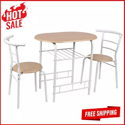 Modern 3 Pcs Metal Wood Dining Set Assembly Required Quality Steel Kitchen 30 Lb • $88.78