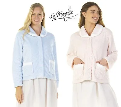 New Ladies Soft Honeycomb Fleece 'Notting Hill' Bed Jacket La Marquise 67460 • £18.50