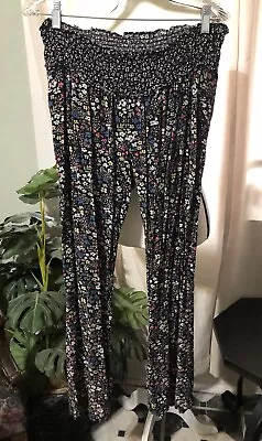 Jessica Simpson Maternity Black Floral Print Lounge Pants Sz Medium • $19.99