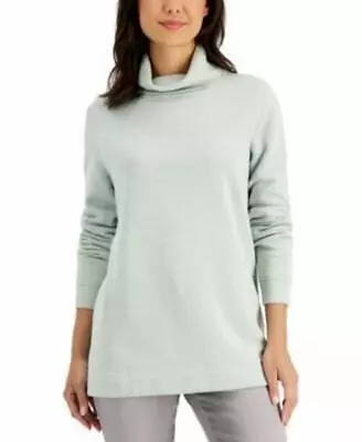 MSRP $37 Karen Scott Cotton Turtleneck Sweatshirt Green Size XL • $9.59