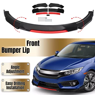 Black Red Front Bumper Lip Kit Splitter Spoiler For Honda Accord Coupe Sedan NEW • $49.99