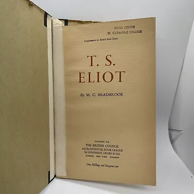 M C BRADBROOK / T S Eliot First Edition 1950 • $17.99