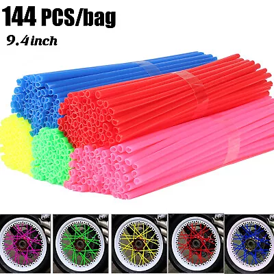 $9.99 • Buy 144X Motorcycle Dirt Bike Spoke Skins Covers Wraps Wheel Rim Guard Protector US