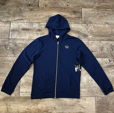 True Religion Navy Zip Up Hoodie New With Tags Y2K Style Japanese Brand Men's M • $70