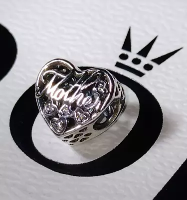 £23 • Buy Pandora-mother & Son Script Heart Open Work Charm With Cz-792109cz-s925 Ale