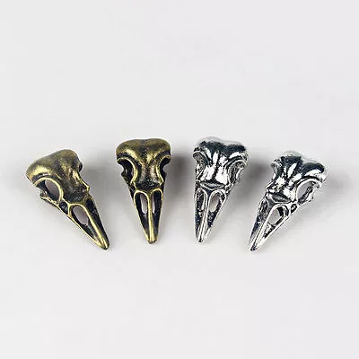 £4.79 • Buy 10 X Antique Silver/Bronze Raven Bird Skull Halloween Charms Pendants Beads