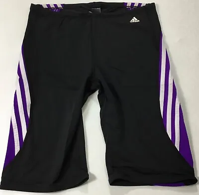 Adidas Men 10” Solid Splice Infinitex Swim Jammer AMX8420 Black Purple Size 36 • $18.99