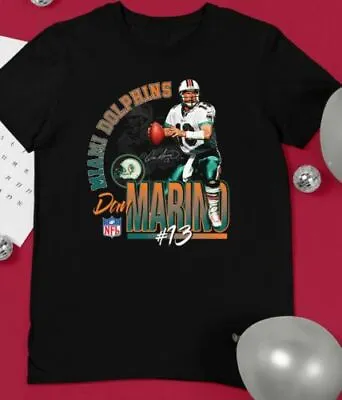 $19.99 • Buy Miami Dolphins T Shirt Dan Marino Vtg Fan Gift Black Cotton Full Size
