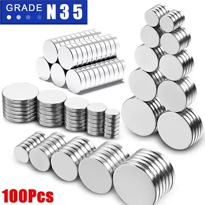 100Pcs Neodymium Magnets Round Disc N35 Strong Rare Earth Thin Tiny Small Large • $1.59