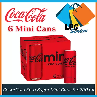 Coca-Cola Zero Sugar Soft Drink Mini Can Multipack 6 X 250 Ml FREE SHIPPING L AU • $7.65