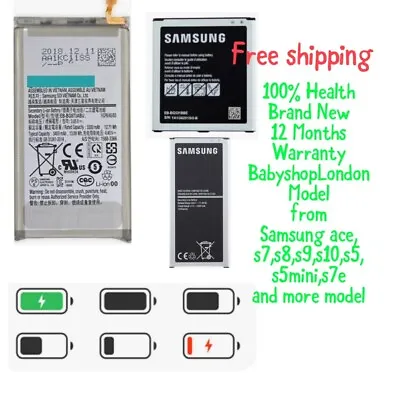 100% Health Samsung Galaxy Battery Various ACE/S3 MINI/S4/S5/S7/S8/S9/S10 • £4.99