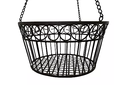 Basket Metal Wire 12 In Round Rustic Hanging Basket For Plants Decor Or Utility • $20.95