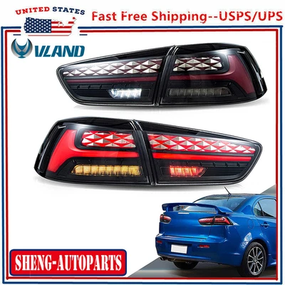 $279.99 • Buy VLAND LED Taillights SMOKED For Lancer & EVO X 08-20 W/ Startup Sequential A SET