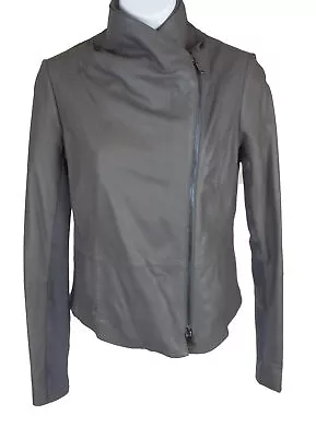 Vince Gray Iron Paper Leather Knit Panel Leather Scuba Jacket Size XS NWOTS • $99.99