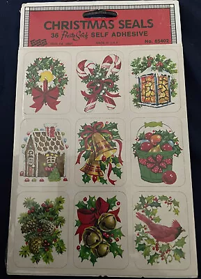 Vtg Stickers Christmas Eureka 4 SHEETS Holiday Bells Wreath Gingerbread NIP • $10.99