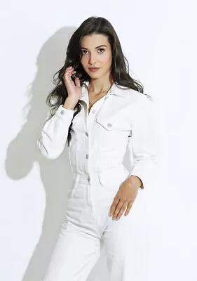 Nwt Zara Women Trf Wide-leg Denim Jumpsuit Oyster White Size L Bloggers 9374/080 • $65