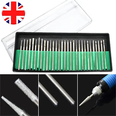 30pc Diamond Burr Drill Set Compatible Dremmel Rotary Craft DIY Multi Tool UK • £4.99