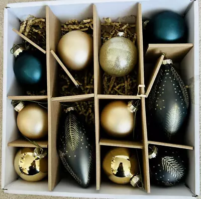 11 Martha Stewart Home -Traditional Assorted Glass Ornaments In Box W/ Hangars • $12.99