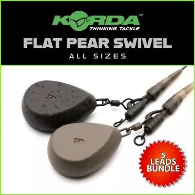 KORDA FLAT PEAR SWIVEL LEADS (x5) - ALL SIZES | NEW - CARP FISHING WEIGHTS • £10.75