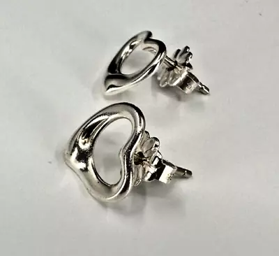 Tiffany & Co. Elsa Peretti Open Heart Stud Earrings Sterling Silver 925 1.8g • $93