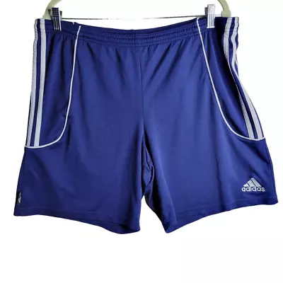 Adidas Blue White Stripe Climalite Athletic Shorts Men Size XL • $10.99