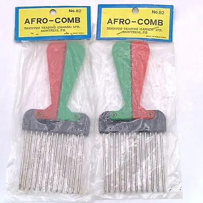 Vintage Afro Folding Hair Styler Pick Comb Era Disco New Old Stock LOT Of 2 • $18.99