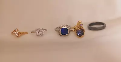 Jewelry Lot Vintage Cocktail & Fashion Rings ALL SIZE 7 To 7 1/2 Blue Clear • $32