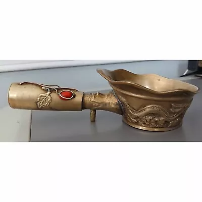 Vintage Brass Chinese Silk Iron Or Rice Scope Decorated With Dragons • $22