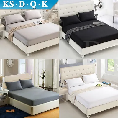 $11.89 • Buy 1000TC Deep Fitted Bed Sheet Pillowcase Set Ultra Soft Double/Queen/King Cover