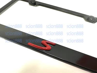 1pc 3D RED S Emblem Badge BLACK Stainless Metal License Plate Frame Holder • $23.68