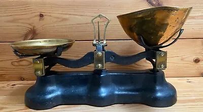 £24.99 • Buy Vintage Victorian Kitchen Balance Scales With Brass Pans