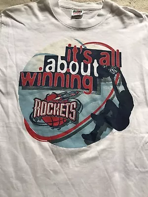 Vintage Houston Rockets Shirt Basketball All About Winning 90s NBA  • $34