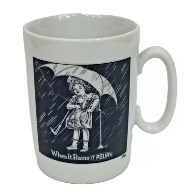 1914 Morton Salt Girl Umbrella JAPAN Coffee Mug Cup “When It Rains It Pours!” • $14.99