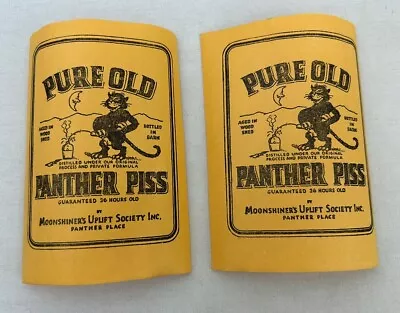 Vtg Pure Old Panther Piss Alcohol Moonshine Liquor Bottle Label Lot Of 2 • $15.95