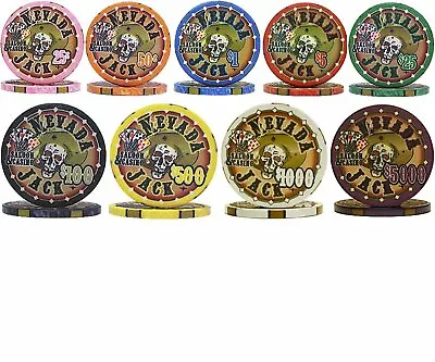 Nevada Jack Skulls 10 Gram Ceramic Poker Chips Sample Set - 9 Chips - 1 Of Each • £17.35