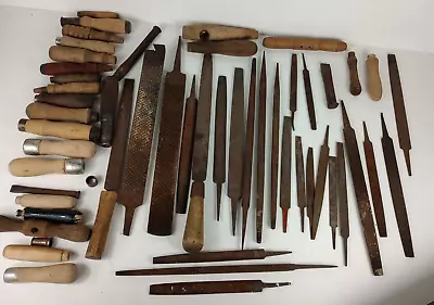 Large Lot Of Metal Tool Files Vintage Wood Handles And Chisle (50 Piece) • $42