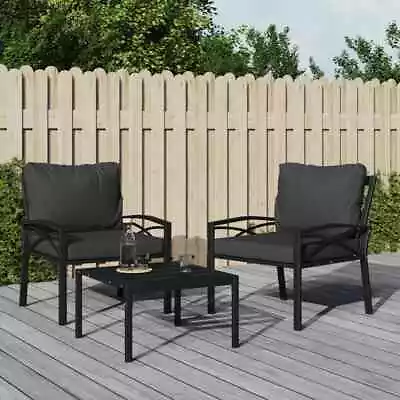 Chair Outdoor Patio Accent Metal Frame Armchair With Cushions Steel VidaXL • $188.99