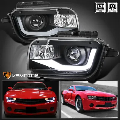 $325.38 • Buy Black Fits 2010-2013 Chevy Camaro LED Tube Projector Headlights Lamps Left+Right